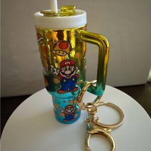 Mario Themed Gold & Teal Keychain Card Holder